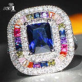 Princess Cut Sapphire Zircon Silver Engagement Wedding Ring
