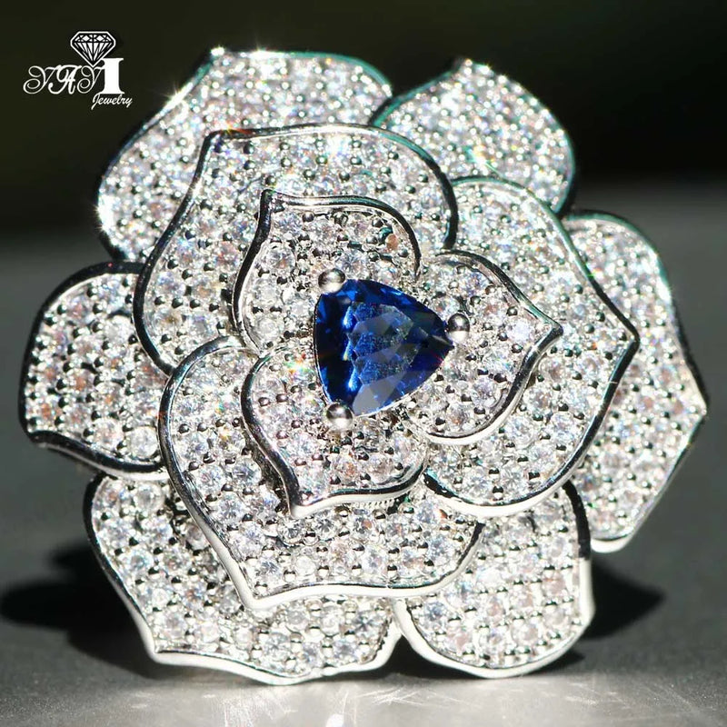 Princess Cut Sapphire Zircon Engagement Wedding Heart Girls Ring
