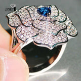 Princess Cut Sapphire Zircon Engagement Wedding Heart Girls Ring