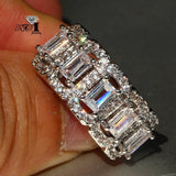 YaYI Princess Cut Moissanite Zircon Silver Engagement Wedding Party Ring