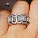 YaYI Princess Cut Moissanite Zircon Silver Engagement Wedding Party Ring