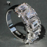 YaYI Princess Cut Moissanite Zircon Silver Engagement Wedding Party Ring