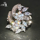 Princess Cut AAAA Cubic Zirconia Silver Engagement Wedding Heart Party Rings