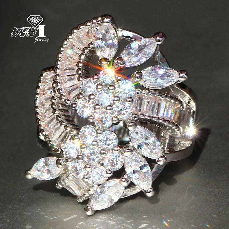 Princess Cut AAAA Cubic Zirconia Silver Engagement Wedding Heart Party Rings