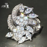 Princess Cut AAAA Cubic Zirconia Silver Engagement Wedding Heart Party Rings