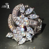 Princess Cut AAAA Cubic Zirconia Silver Engagement Wedding Heart Party Rings