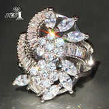 Princess Cut AAAA Cubic Zirconia Silver Engagement Wedding Heart Party Rings