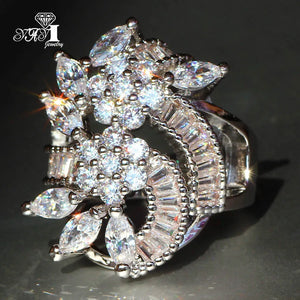 Princess Cut AAAA Cubic Zirconia Silver Engagement Wedding Heart Party Rings