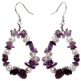 Amethyst Pearl 925 Silver Drop Dangle Earrings Women Mother's