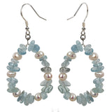 Aquamarine Pearl 925 Sterling Silver Drop Dangle Earrings