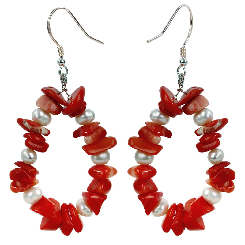Coral Pearl 925 Silver Earrings for Women