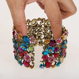Flower Stretch Wide Bracelet Women Summer Cuff Wedding Bridal Jewelry