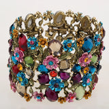 Flower Stretch Wide Bracelet Women Summer Cuff Wedding Bridal Jewelry