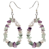 Fluorite Pearl 925 Silver Drop Dangle Earrings for Her