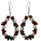 Garnet Pearl 925 Silver Earrings for Her Mom Girls