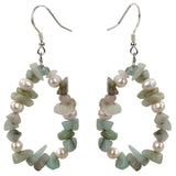 Aventurine Pearl 925 Silver Drop Dangle Earrings for Women