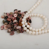 Rhodonite Pearl 925 Silver Drop Dangle Earrings for Women