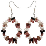 Rhodonite Pearl 925 Silver Drop Dangle Earrings for Women
