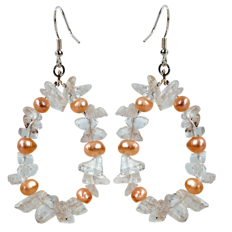 Clear Quartz Crystal 925 Silver Drop Earrings