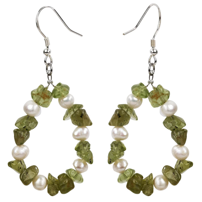 Peridot Pearl 925 Silver Drop Earrings for Women