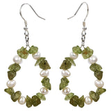 Peridot Pearl 925 Silver Drop Earrings for Women