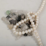 Rutilated Quartz Pearl 925 Silver Dangle Earrings for Women