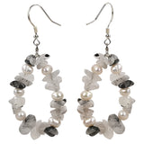 Rutilated Quartz Pearl 925 Silver Dangle Earrings for Women