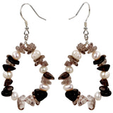 Smoky Quartz Pearl 925 Silver Drop Earrings for Women