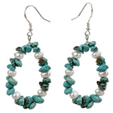 Turquoise Pearl 925 Sterling Silver Drop Dangle Earrings Jewelry for Women