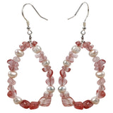Watermelon Quartz Pearl 925 Sterling Silver Drop Dangle Earrings