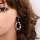 Watermelon Quartz Pearl 925 Sterling Silver Drop Dangle Earrings