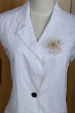 Crystal Quartz Pearl CZ Pin Brooch Pendant 2 in 1