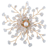 Crystal Quartz Pearl CZ Pin Brooch Pendant 2 in 1