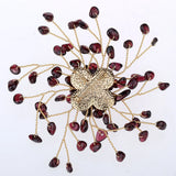 Women Garnet Pearl CZ Pin Brooch Pendant 2 in 1 Jewelry
