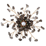 Smoky Quartz Pearl CZ Pin Brooch Pendant Jewelry