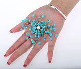 Turquoise Pearl CZ Pin Brooch Pendant 2 in 1 Jewelry