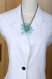 Turquoise Pearl CZ Pin Brooch Pendant 2 in 1 Jewelry