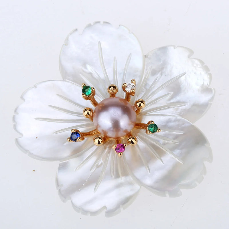 Shell Flower Magnetic Brooch Pin Jewelry Christmas