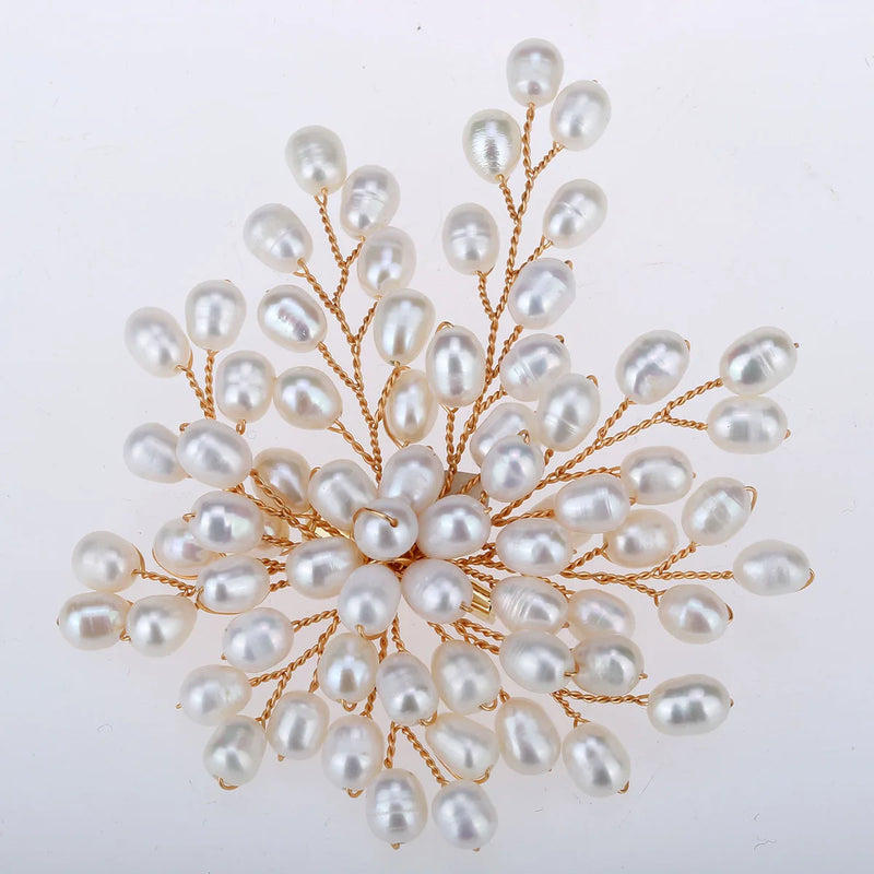Womens Pearl Flower Shape Pin Brooch Jewelry for Mom Her