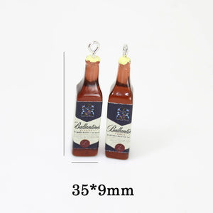 10Pcs Resin 3D Wine Bottle Charms for DIY Jewelry