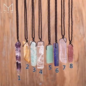 Yammy Natural Stone Slice Pendant Necklace for Women