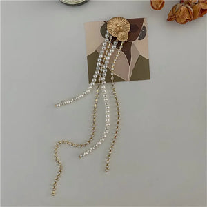Yangliujia Pearl Tassel Long Brooch Sunflower Badges Women Jewelry