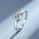 18K Stamped Ring 1.0CT Round CZ Zircon Wedding Engagement Rings Women Gift