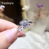18K Stamped Ring 1.0CT Round CZ Zircon Wedding Engagement Rings Women Gift