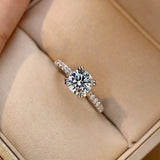 925 Silver Round Zircon CZ Ring Classic Wedding Gift