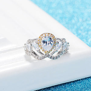 Bridal Wedding Jewelry Crown Ring Solid Silver AAA+ Cubic Zircon Stone PR184