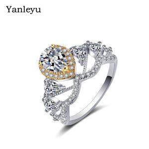 Bridal Wedding Jewelry Crown Ring Solid Silver AAA+ Cubic Zircon Stone PR184