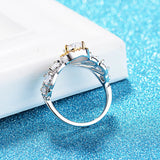 Bridal Wedding Jewelry Crown Ring Solid Silver AAA+ Cubic Zircon Stone PR184