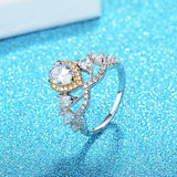 Bridal Wedding Jewelry Crown Ring Solid Silver AAA+ Cubic Zircon Stone PR184