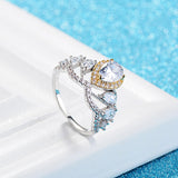Bridal Wedding Jewelry Crown Ring Solid Silver AAA+ Cubic Zircon Stone PR184